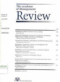 The Academy of Management Review: Vol. 28 No.2 | April 2003