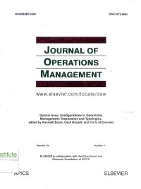 Journal of Operations Management: Vol 18 No. 6 | November 2000