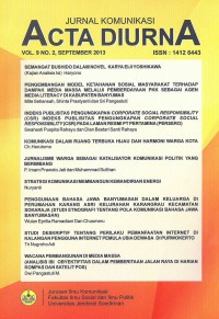 Jurnal Komunikasi Acta Diurna: Vol. 9 No. 2 | September 2013