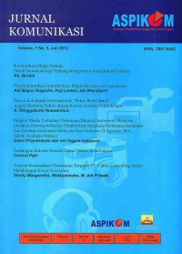 Jurnal Komunikasi ASPIKOM|Vol. 1 No. 5 | Juli 2012
