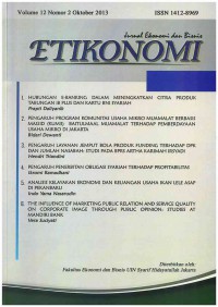 ETIKONOMI: Jurnal Ekonomi: Volume 12  No.2 I Oktober 2013