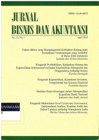 Jurnal Bisnis dan Akuntansi: Vol. 12 No. 1 | April 2010