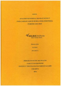 Analisis Fenomena Monday Effect pada Saham LQ45 di Bursa Efek Indonesia Periode 2013-2015
