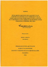 Pengaruh Earnings Management dan Corporate Governance Terhadap Nilai Perusahaan pada Perusahaan Real Estate dan Property yang Terdaftar di Bursa Efek Indonesia Periode 2012-2014