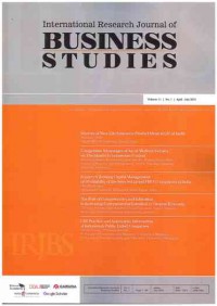 International Research Journal Business Studies : Volume 11 No. 1 I April - July 2018