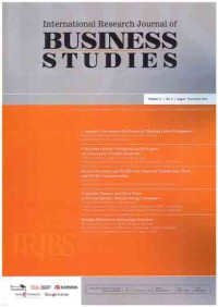 International Research Journal Business Studies : Volume 11 No. 2 I August - November 2018