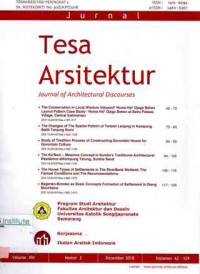 Tesa Arsitektur : Journal of Architectural Discourses : Volume XVI Nomor 2 I Desember 2018