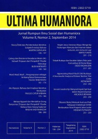 Jurnal Ultima Humaniora: Vol. 11 No.2 | September 2014