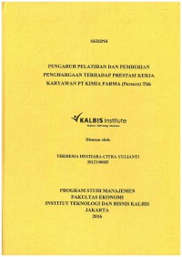 Pengaruh Pelatihan dan Pemberian Penghargaan Terhadap Prestasi Kerja Karyawan PT Kimia Farma (Persero) Tbk