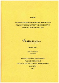 Analisis Perbedaan Abnormal Return dan Trading Volume Activity atas Peristiwa Buyback Periode 2014-2015