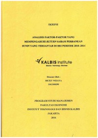 Analisis Faktor-Faktor Yang Mempengaruhi Return Saham Perbankan BUMN Yang Terdaftar di BEI Periode 2010-2014