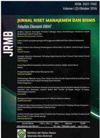 Jurnal Riset Manajemen dan Bisnis (JRMB) : Volume  I (2) I Oktober 2016