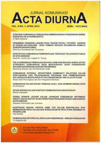 Jurnal Komunikasi Acta Diurna : Vol. 9, No 1 I April 2013