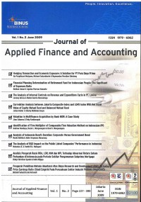 Journal of applied finance and accounting: Vol. 1, No. 2 Juni 2009