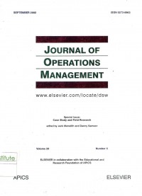 Image of Journal of Operations Management: Vol. 20, No.5| September 2002