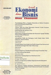 Image of Jurnal Ekonomi dan Bisnis Dian Ekonomi: Vol. IX No. 2 | september 2003