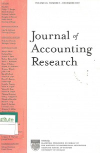 Image of Journal of Accounting Research: Vol 45 No. 5 | December 2007