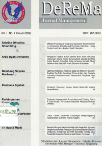 Image of Derema : Jurnal Managemen Vol. 1 No. 2 | Januari 2006