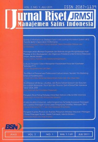 Image of Jurnal Riset JRMSI: Manajemen Sains Indonesia Vol. 2 No. 1| Juli 2011