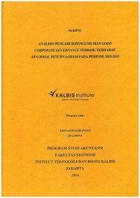 Image of Analisis Pengaruh Pengumuman Good Corporate Governace Terbaik Terhadap Abnormal Return Saham pada Periode 2013-2015