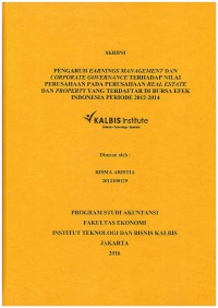 Image of Pengaruh Earnings Management dan Corporate Governance Terhadap Nilai Perusahaan pada Perusahaan Real Estate dan Property yang Terdaftar di Bursa Efek Indonesia Periode 2012-2014