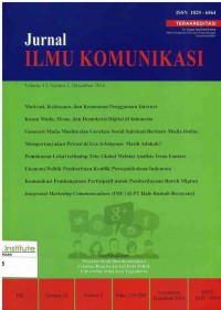 Image of Jurnal Ilmu Komunikasi UAJY: Volume 13 Nomor 2| Desember 2016
