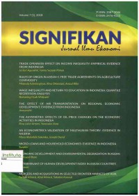 Image of Signifikan: Jurnal Ilmu Ekonomi : Vol. 7 No. 2 | April 2018
