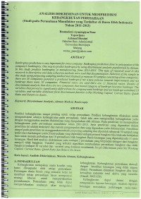 Image of Analisis Diskriminan Untuk Memprediksi Kebangkrutan Perusahaan