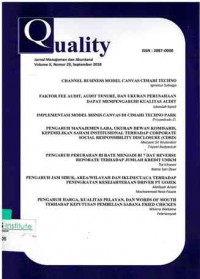 Image of Quality : Jurnal Manajemen dan Akuntansi : Volume X, Nomor 29 I September 2018