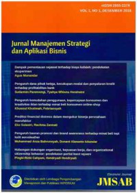 Image of Jurnal Manajemen Strategi dan Aplikasi Bisnis : Vol. 1. No. 1, Desember 2018