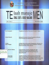 Image of Telaah Manajemen Jurnal Riset & Konsep Manajemen: Vol. 1, No. 2, November 2006