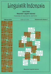 Image of Linguistik Indonesia: Jurnal Ilmiah Masyarakat Linguistik Indonesia: Vol. 32 No. 1 | Februari 2014