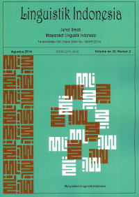 Image of Linguistik Indonesia: Jurnal Ilmiah Masyarakat Linguistik Indonesia: Vol. 32, No 2 | Agustus 2014