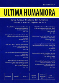 Image of Jurnal Ultima Humaniora: Vol. 11 No.2 | September 2014