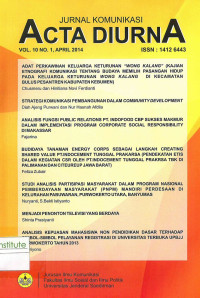 Image of Jurnal Komunikasi Acta Diurna: Vol. 10 No. 1 | April 2014