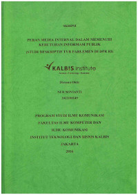 Image of Peran Media Internal dalam Memenuhi Kebutuhan Informasi Publik ( Studi Deskriptif TVR Parlemen di DPR RI)