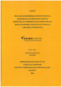 Image of Pengaruh Kepemilikan Institusional, Kepemilikan Publik dan Ukuran Perusahaan Terhadap Nilai Perusahaan dengan Kinerja Lingkungan Sebagai Variabel Intervening