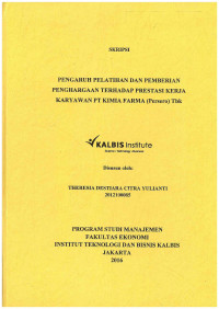 Image of Pengaruh Pelatihan dan Pemberian Penghargaan Terhadap Prestasi Kerja Karyawan PT Kimia Farma (Persero) Tbk