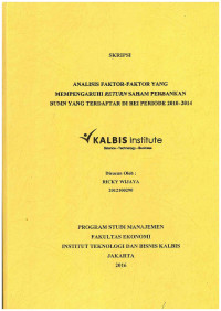 Image of Analisis Faktor-Faktor Yang Mempengaruhi Return Saham Perbankan BUMN Yang Terdaftar di BEI Periode 2010-2014