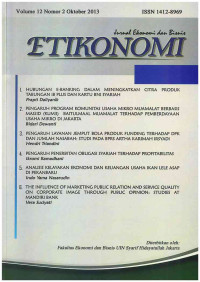 Image of ETIKONOMI: Jurnal Ekonomi: Volume 12  No.2 I Oktober 2013