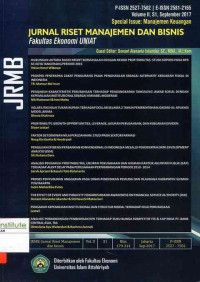 Image of Jurnal Riset Manajemen dan Bisnis (JRMB) : Volume II, S1 I September 2017