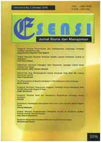 Image of Esensi : Jurnal Bisnis dan Manajemen  Vol. 6 No. 2 | Oktober 2016