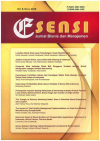 Image of Esensi : Jurnal Bisnis dan Manajemen : Vol. 8 No. 1 | April 2018