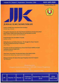 Image of Jurnal Ilmu Komunikasi UPN-YK : Vol. 14 No. 3 I September - Desember 2016