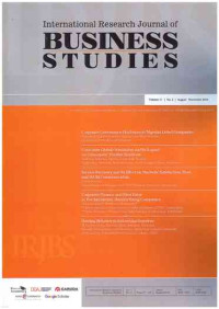 Image of International Research Journal Business Studies : Volume 11 No. 2 I August - November 2018