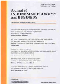 Image of Journal of Indonesian Economy and Business : Volume 33 Number 2 I May 2018