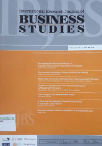 Image of International Research Journal Business Studies : Volume 12 No. 1 I April - July 2019