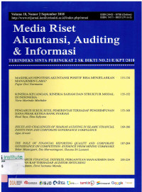 Image of Media Riset Akuntansi, Auditing & Informasi : Volume XVIII (2) I September 2018