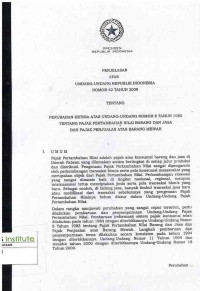 Image of Undang-undang Republik Indonesia nomor 42 Tahun 2009 Tentang  Perubahan Ketiga Atas Undang-undang nomor 8 Tahun 1983 tentang pajak pertambahan nilai barang dan jasa dan pajak penjualan atas barang mewah