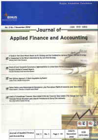 Image of Journal of applied finance and accounting: Vol. 3, No. 1 November 2010